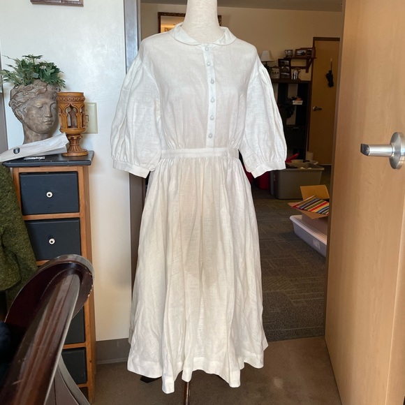 Little Women Atelier Meg Dress 3/4 Length Sleeve in White - Picture 13 of 15